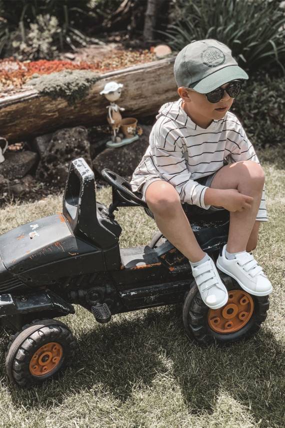 Vaikiški Sportbačiai su lipniais užsegimais Baltos-juodos spalvos California