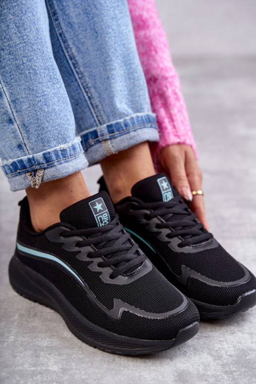  Madingi sportiniai bateliai Sneakers modelio batai juodos spalvos Ida