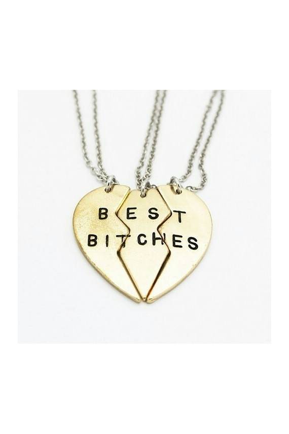 Trijų dalių kaklo papuošalas "Best BI*CHES"