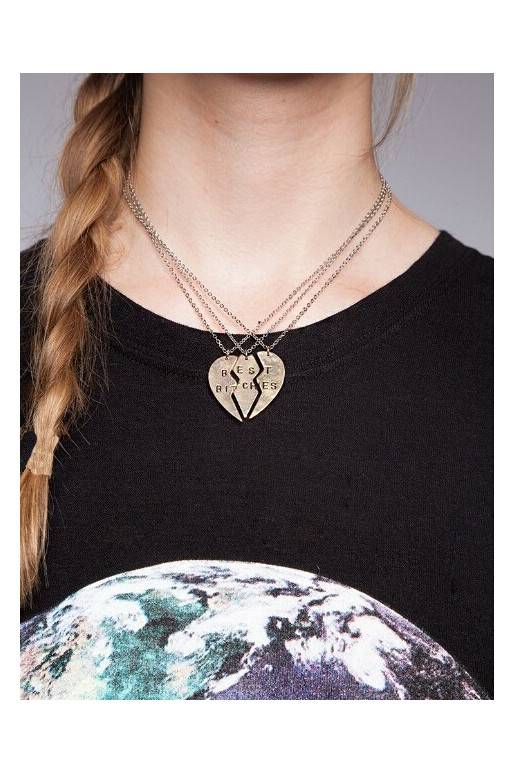 Trijų dalių kaklo papuošalas "Best BI*CHES"