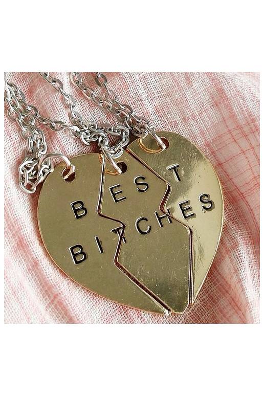 Trijų dalių kaklo papuošalas "Best BI*CHES"
