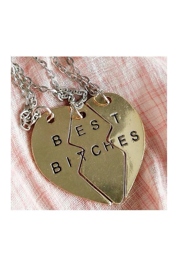 Trijų dalių kaklo papuošalas "Best BI*CHES"