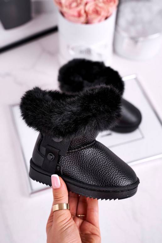Pašiltinti vaikiški sniego batai su kailiuku juodos spalvos Marella