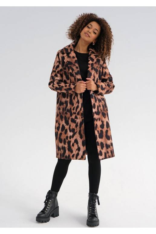 Moris - rudos spalvos paltas su leopardo raštais