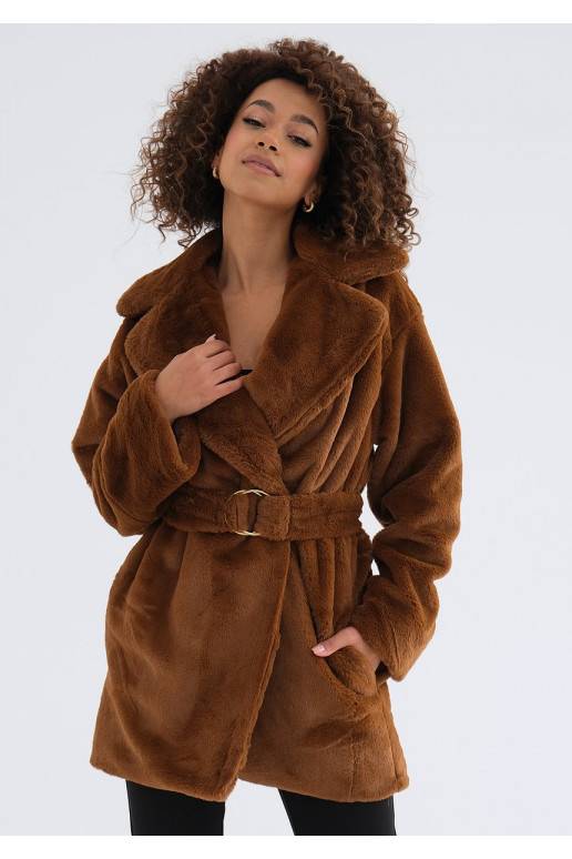 Osha - rudos spalvos paltas su dirželiu