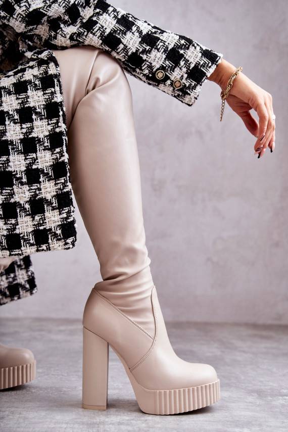    ilgaauliai batai su platforma smėlio spalvos Katrina