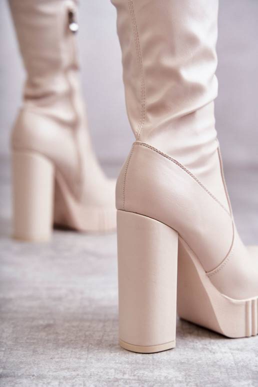    ilgaauliai batai su platforma smėlio spalvos Katrina