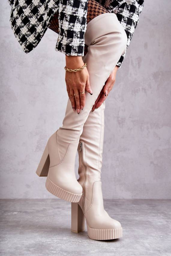    ilgaauliai batai su platforma smėlio spalvos Katrina