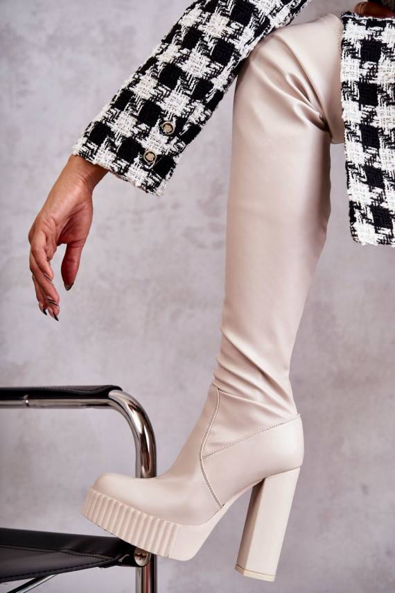    ilgaauliai batai su platforma smėlio spalvos Katrina