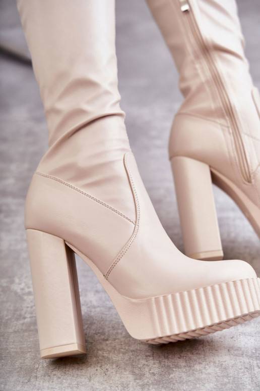   ilgaauliai batai su platforma smėlio spalvos Katrina