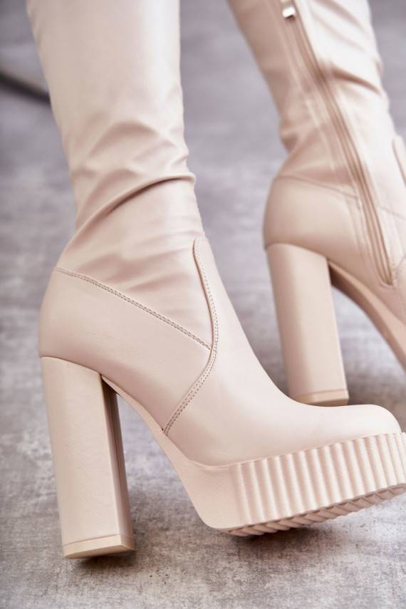    ilgaauliai batai su platforma smėlio spalvos Katrina