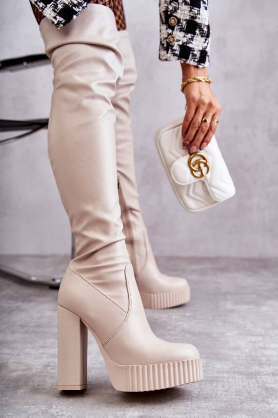    ilgaauliai batai su platforma smėlio spalvos Katrina