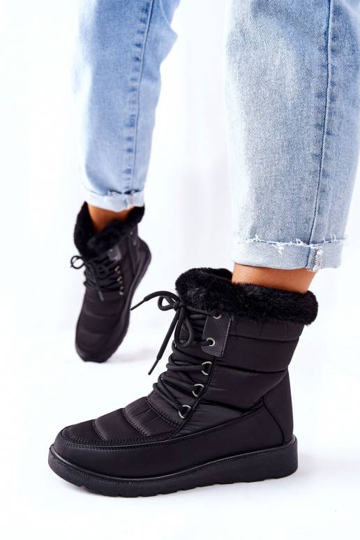  sniego batai su kailiuku juodos spalvos Haneta