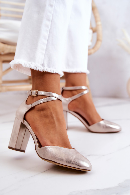 Bateliai   su kulniukais Sergio Leone SK851 aukso spalvos