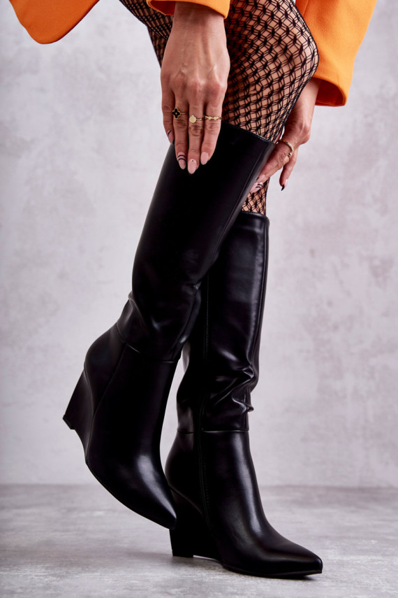     ilgaauliai batai su platforma juodos spalvos Arlene