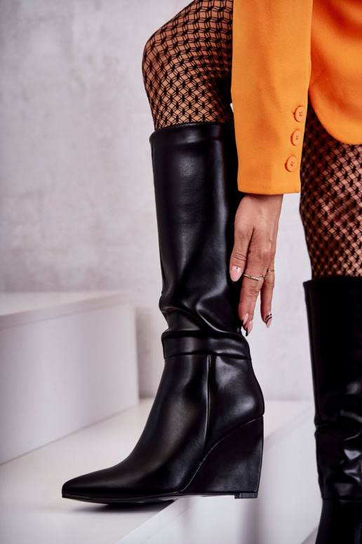     ilgaauliai batai su platforma juodos spalvos Arlene