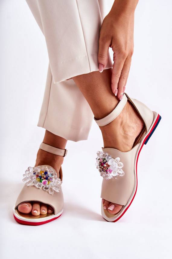 Sandalai su ornamentais smėlio spalvos Nevassa