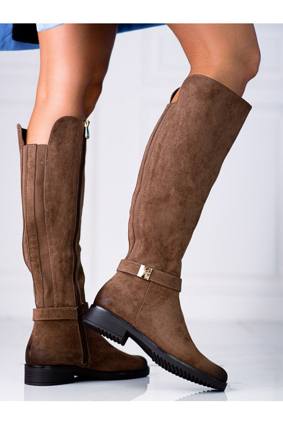 Ilgaauliai  Vinceza iš eko zomšos  rudos spalvos