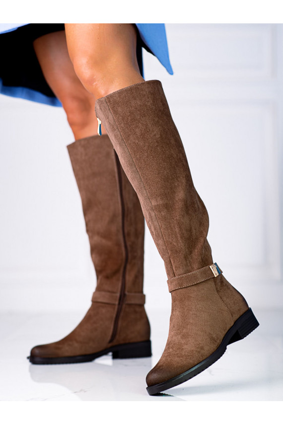 Ilgaauliai  Vinceza iš eko zomšos  rudos spalvos