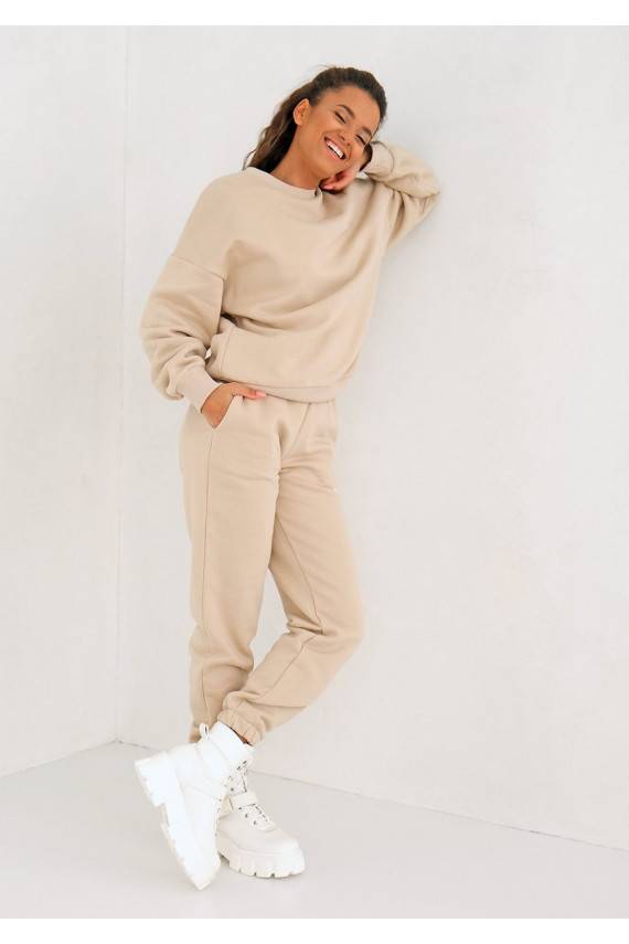 Laisvalaikio kelnės smėlio spalvos