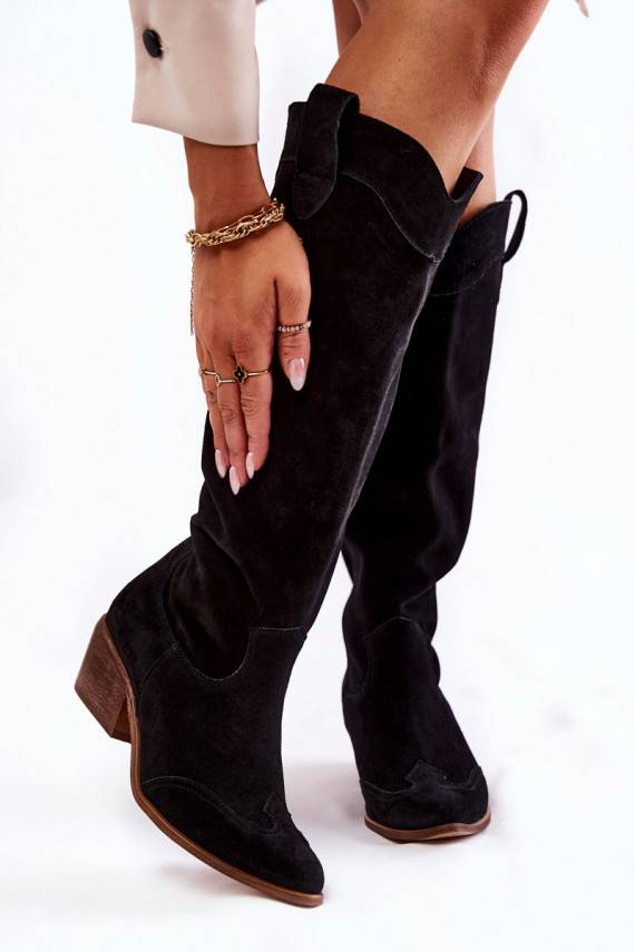   ilgaauliai batai su kulniukais  Shoes 3235 juodos spalvos