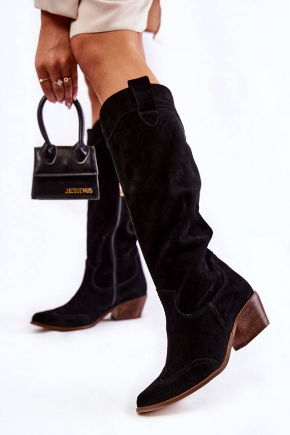   ilgaauliai batai su kulniukais  Shoes 3235 juodos spalvos