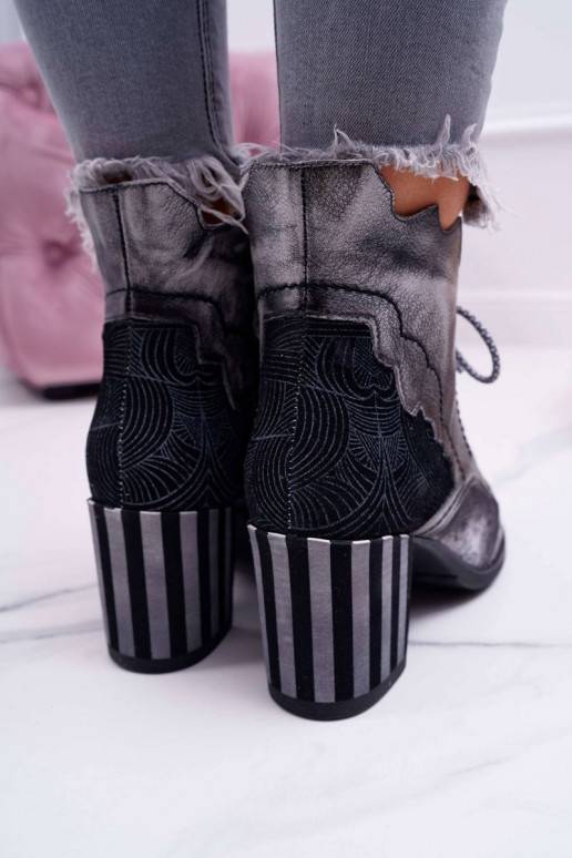 Moteriški natūralios odos aulinukai  pilkos spalvos 03190