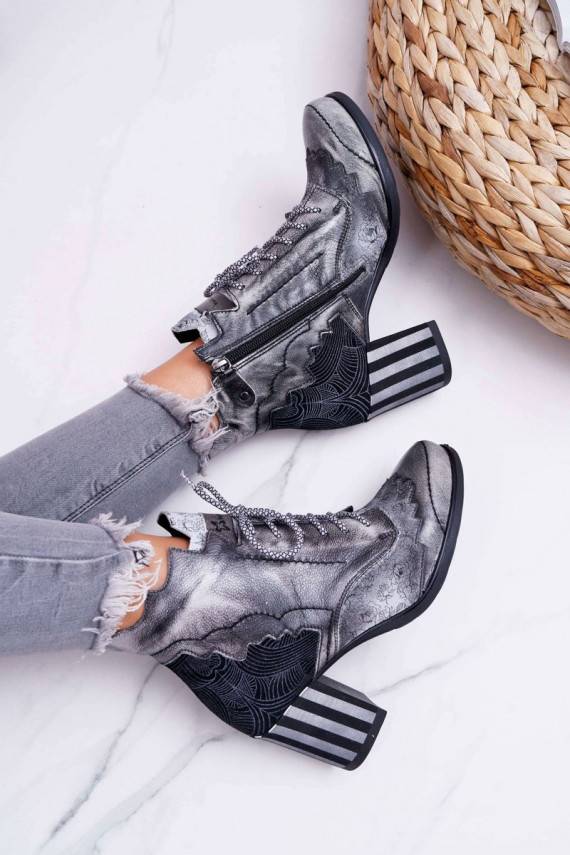 Moteriški natūralios odos aulinukai  pilkos spalvos 03190