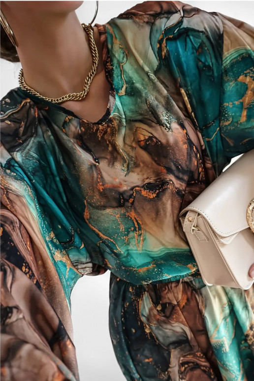 Midi satininė suknelė su raštais Midi satininė suknelė su raštais