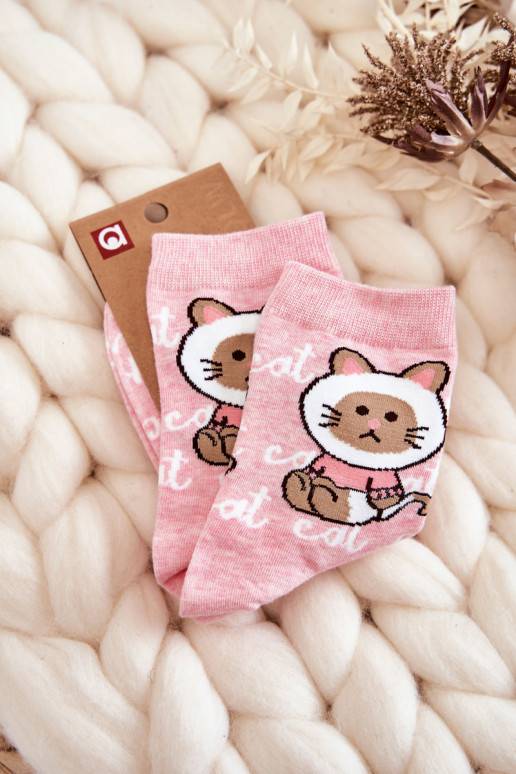 Moteriškos medvilninės kojinės  rožinės spalvos