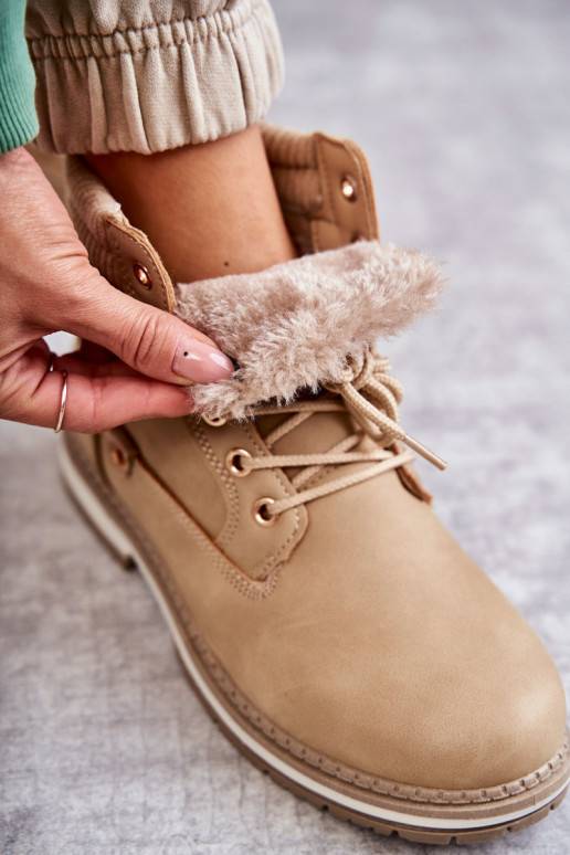   pašiltinti Aulinukai batai Ciemny dramblio kaulo spalvos Liv