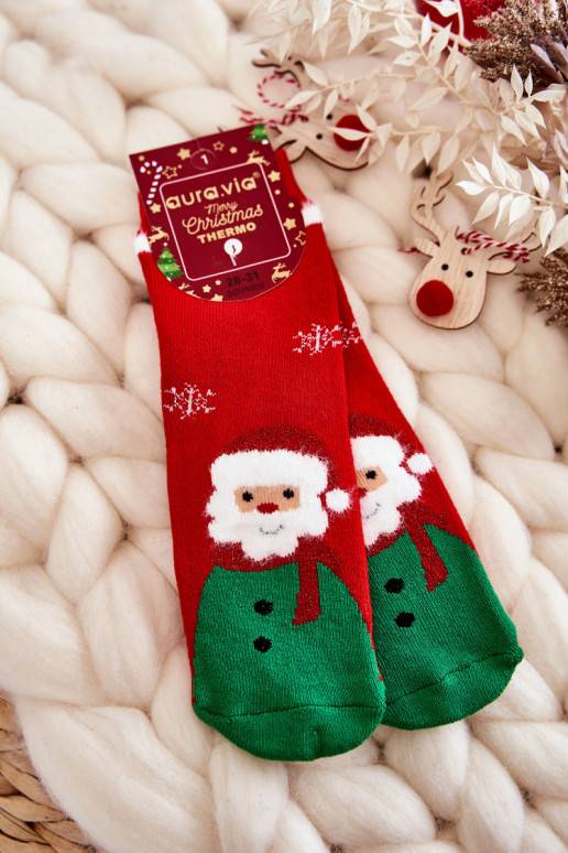 Vaikiški Termoaktywne Christmas Skarpety Santa Claus raudonos spalvos