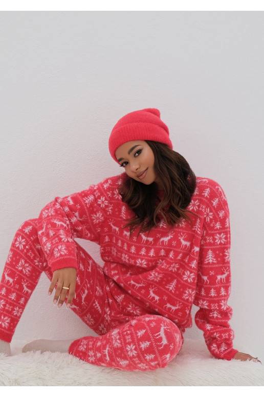 Snowee - raudonos spalvos megztinis su šventiškais raštais