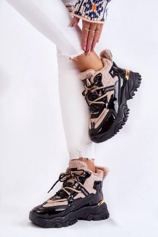   pašiltinti sportiniai bateliai batai Juodos ir-smėlio spalvos Edora