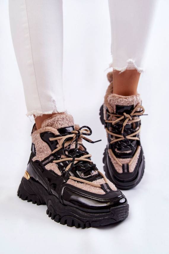   pašiltinti sportiniai bateliai batai Juodos ir-smėlio spalvos Edora