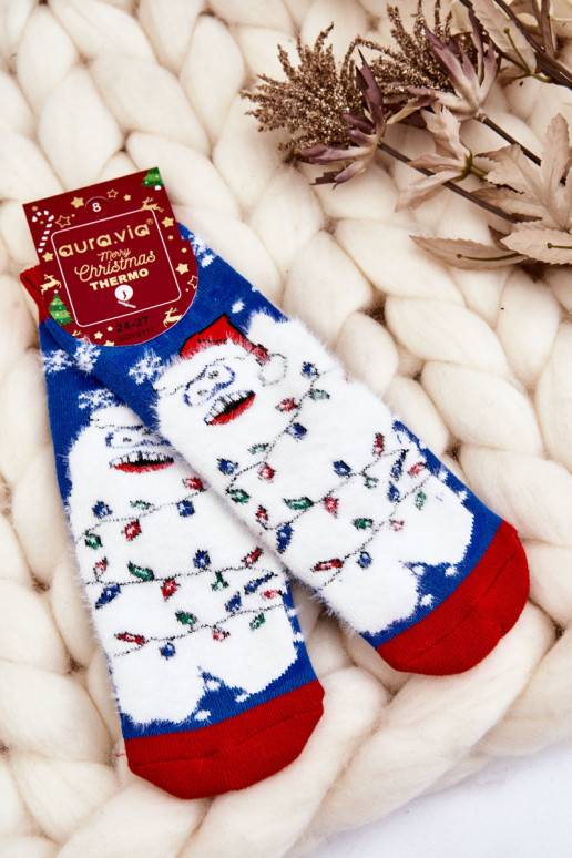 Vaikiški Christmas Medvilninės kojinės Termoaktywne Yeti mėlynos spalvos