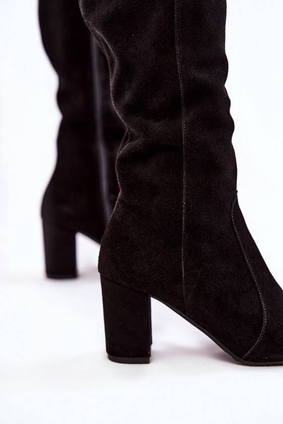 moteriški ilgaauliai batai iš zomšos Laura Messi juodos spalvos 1415