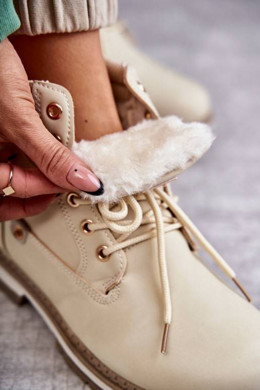   pašiltinti Aulinukai batai smėlio spalvos Liv