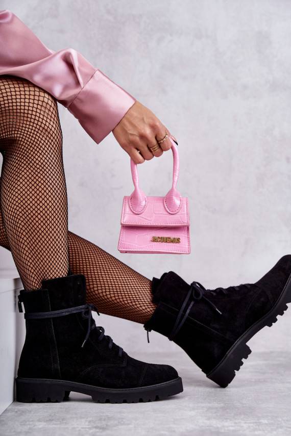 iš zomšos Aulinukai su užtrauktukais Nicole 2754 juodos spalvos