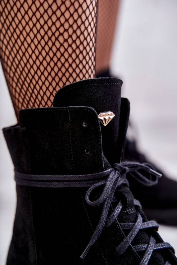 iš zomšos Aulinukai su užtrauktukais Nicole 2754 juodos spalvos