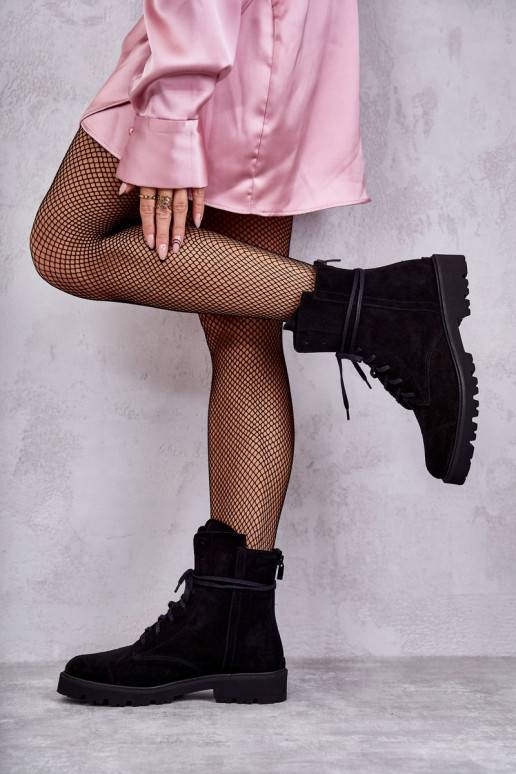 iš zomšos Aulinukai su užtrauktukais Nicole 2754 juodos spalvos