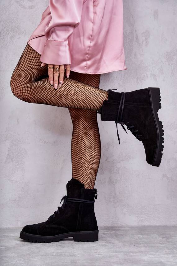 iš zomšos Aulinukai su užtrauktukais Nicole 2754 juodos spalvos