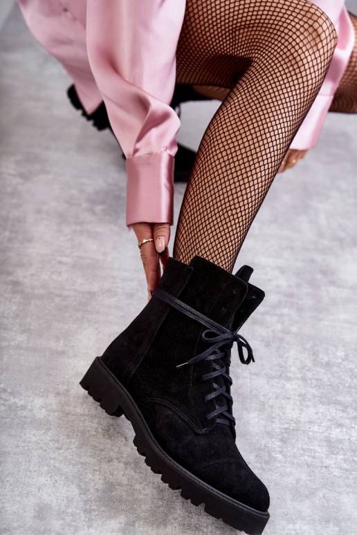 iš zomšos Aulinukai su užtrauktukais Nicole 2754 juodos spalvos