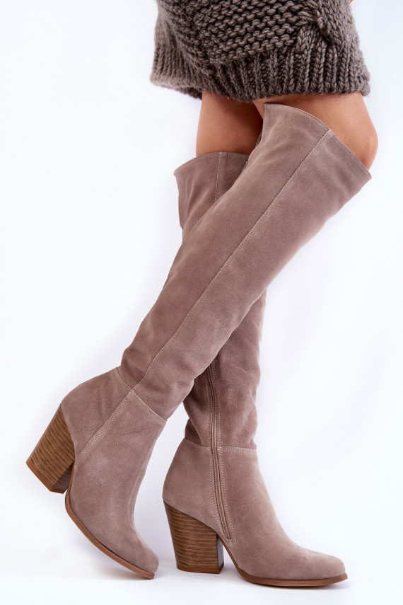   iš zomšos ilgaauliai batai ilgi batai  2833 pilkos spalvos