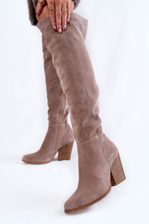   iš zomšos ilgaauliai batai ilgi batai  2833 pilkos spalvos