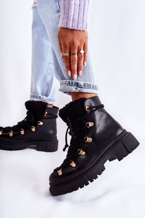   pašiltinti Aulinukai batai juodos spalvos Arisa