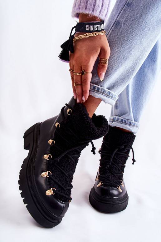   pašiltinti Aulinukai batai juodos spalvos Arisa