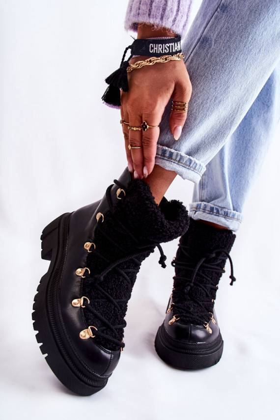   pašiltinti Aulinukai batai juodos spalvos Arisa