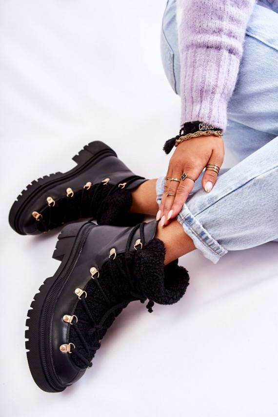   pašiltinti Aulinukai batai juodos spalvos Arisa