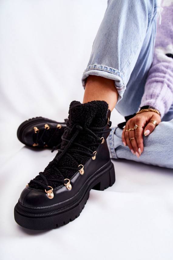   pašiltinti Aulinukai batai juodos spalvos Arisa